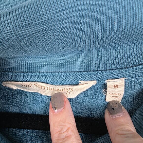 Soft Surroundings Winifred Pullover Blue French Terry Sweater Tunic Top Size Med - Picture 4 of 7